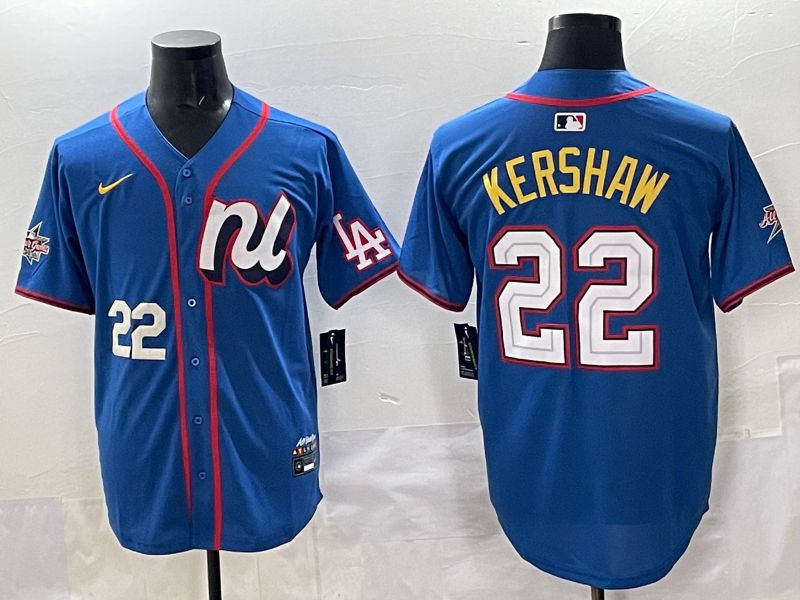 Men 2025 Los Angeles Dodgers #22 Kershaw Blue All star Nike MLB Jersey style 04